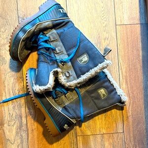 Sorel Black and Blue Tall Boots